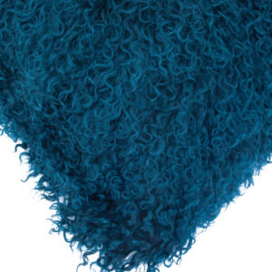 Bosie Real Mongolian Fur Teal Rectangular Cushion