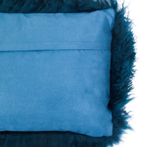 Bosie Real Mongolian Fur Teal Rectangular Cushion