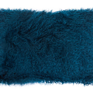 Bosie Real Mongolian Fur Teal Rectangular Cushion