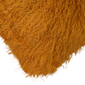 Bosie Real Mongolian Fur Ochre Square Cushion
