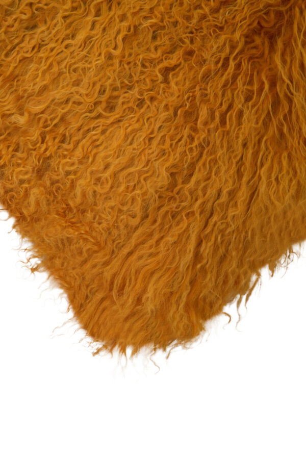 Bosie Real Mongolian Fur Ochre Square Cushion
