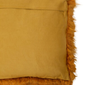 Bosie Real Mongolian Fur Ochre Square Cushion