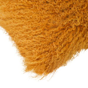 Bosie Real Mongolian Fur Ochre Rectangular Cushion