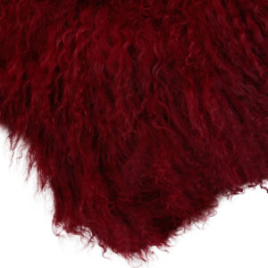 Bosie Real Mongolian Fur Maroon Square Cushion