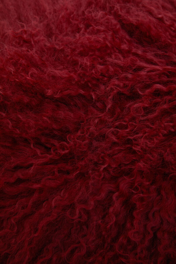 Bosie Real Mongolian Fur Maroon Rectangular Cushion