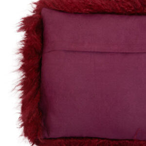 Bosie Real Mongolian Fur Maroon Rectangular Cushion