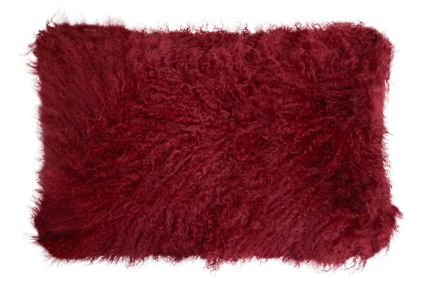 Bosie Real Mongolian Fur Maroon Rectangular Cushion