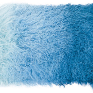 Bosie Real Mongolian Fur Blue Ombre Rectangular Cushion