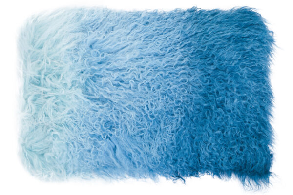 Bosie Real Mongolian Fur Blue Ombre Rectangular Cushion