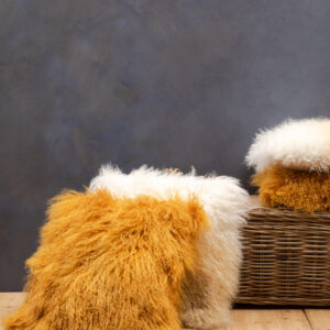 Bosie Real Mongolian Fur Natural Ombre Square Cushion