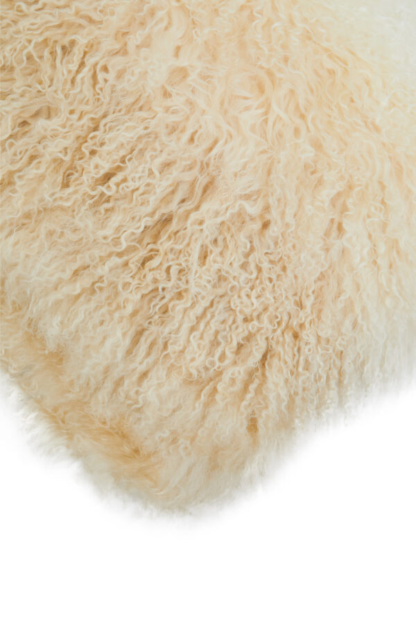 Bosie Real Mongolian Fur Natural Ombre Square Cushion