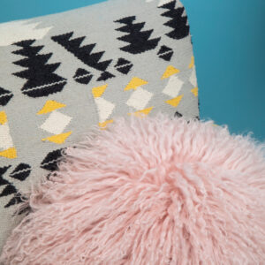 Bosie Real Mongolian Fur Pink Round Cushion