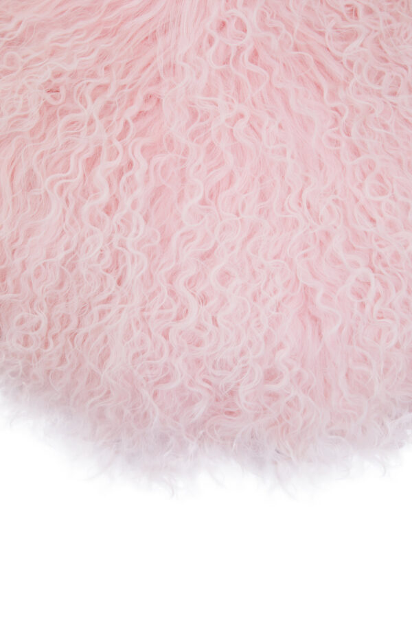 Bosie Real Mongolian Fur Pink Round Cushion