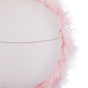 Bosie Real Mongolian Fur Pink Round Cushion