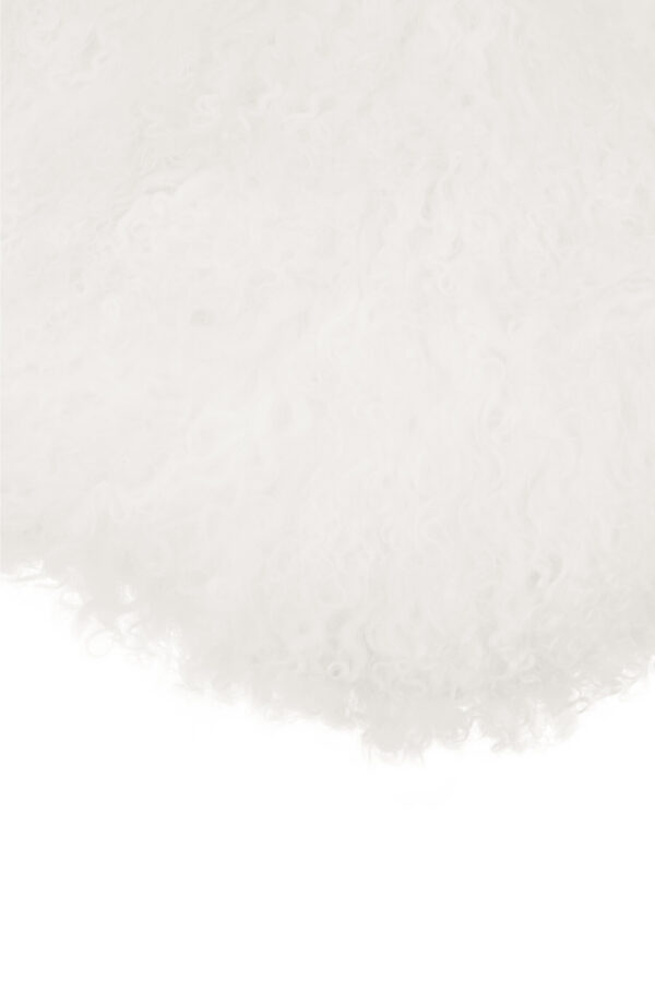 Bosie Real Mongolian Fur White Round Cushion