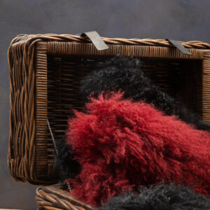 Bosie Real Mongolian Fur Black Round Cushion