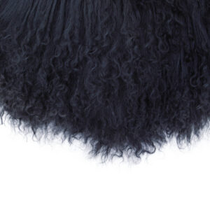 Bosie Real Mongolian Fur Black Round Cushion