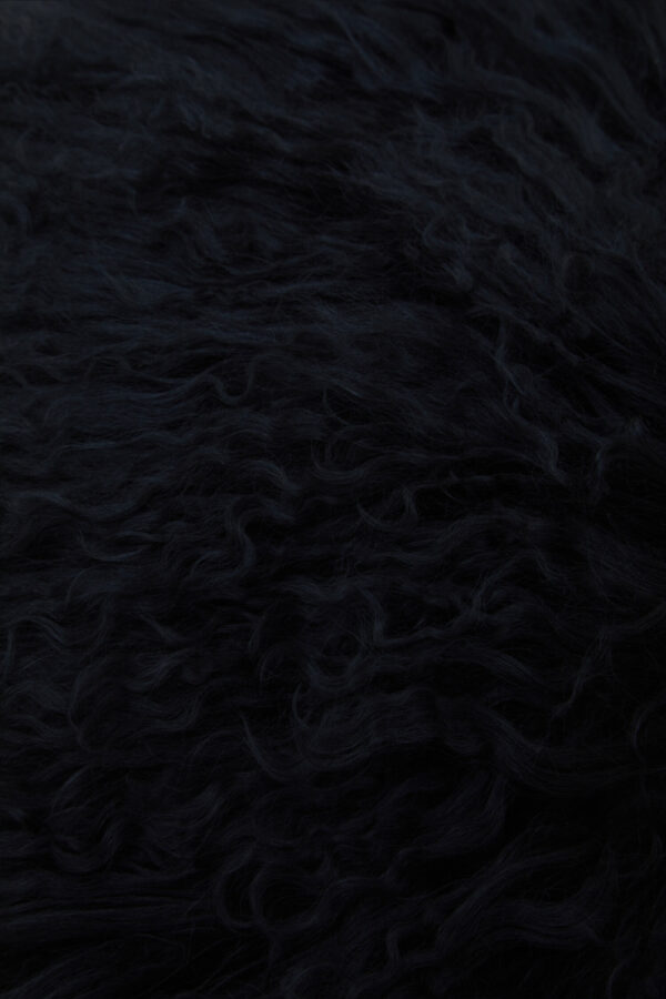 Bosie Real Mongolian Fur Black Round Cushion