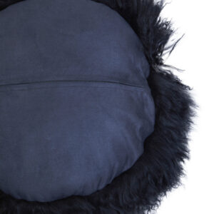 Bosie Real Mongolian Fur Black Round Cushion