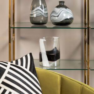 Bosie Safira Black and White Hair on Leather Cushion