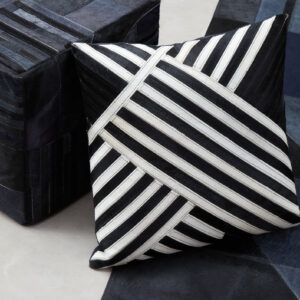 Bosie Safira Black and White Hair on Leather Cushion