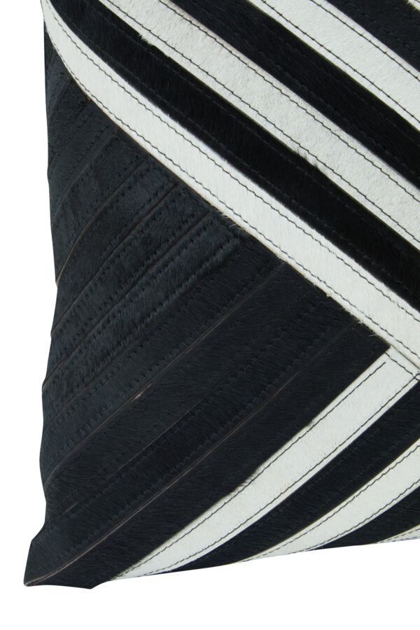 Bosie Safira Black and White Hair on Leather Cushion
