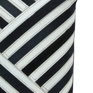 Bosie Safira Black and White Hair on Leather Cushion