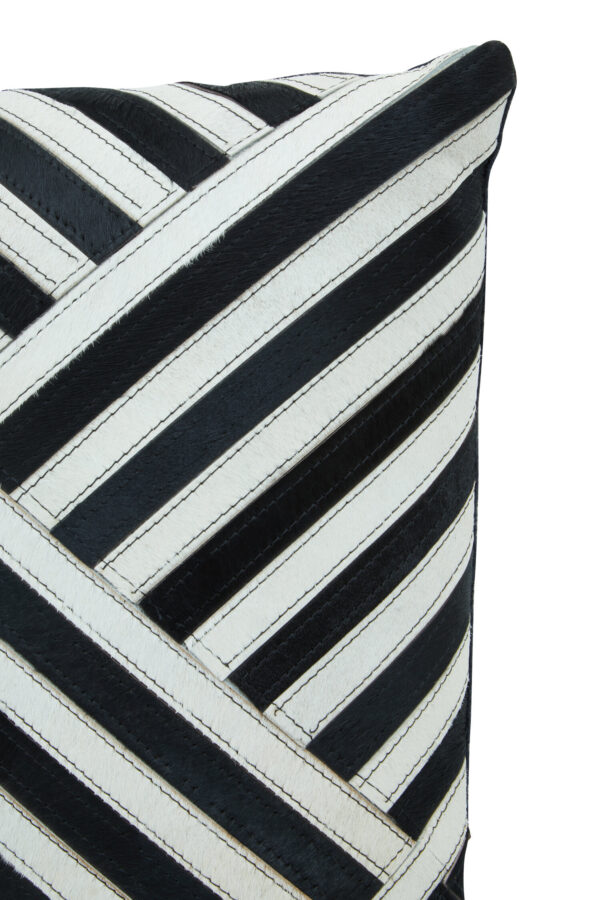 Bosie Safira Black and White Hair on Leather Cushion