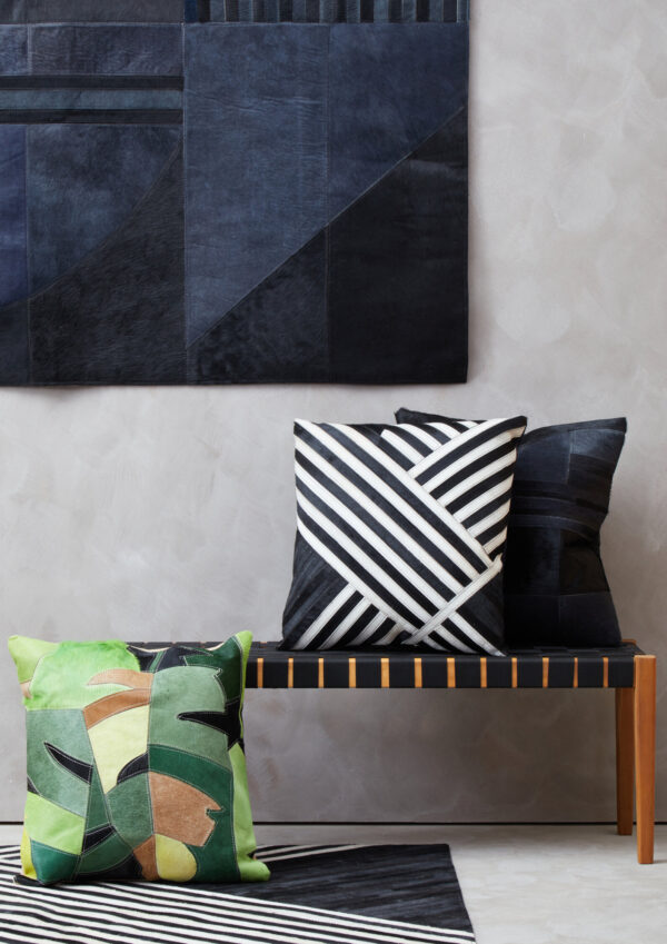 Bosie Safira Botanical Hair on Leather Cushion
