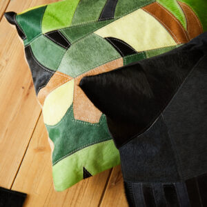Bosie Safira Black And Grey Hair on Leather Cushion