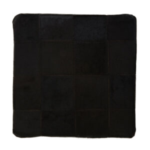 Bosie Safira Black Patchwork Leather Pouffe With Gold Studs