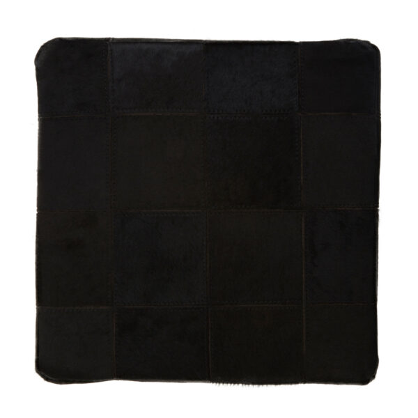 Bosie Safira Black Patchwork Leather Pouffe With Gold Studs