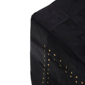 Bosie Safira Black Patchwork Leather Pouffe With Gold Studs