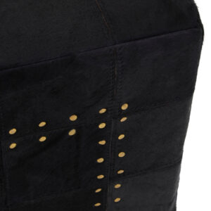 Bosie Safira Black Patchwork Leather Pouffe With Gold Studs