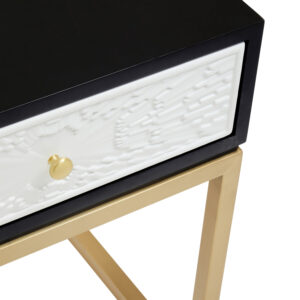 Dumas Black and White One Drawer Side Table