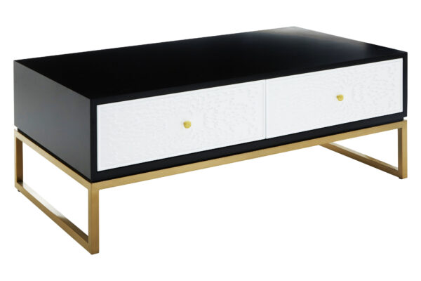 Dumas Black and White Four Drawer Coffee Table