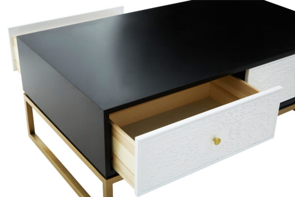 Dumas Black and White Four Drawer Coffee Table
