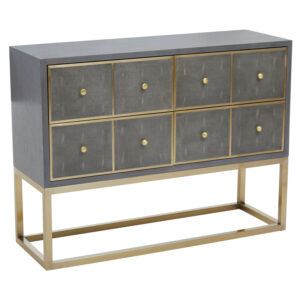 Deskey Grey Shagreen Effect Four Drawer Console Table