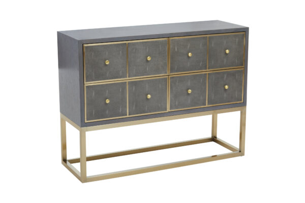 Deskey Grey Shagreen Effect Four Drawer Console Table