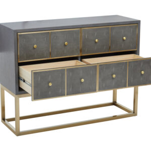 Deskey Grey Shagreen Effect Four Drawer Console Table