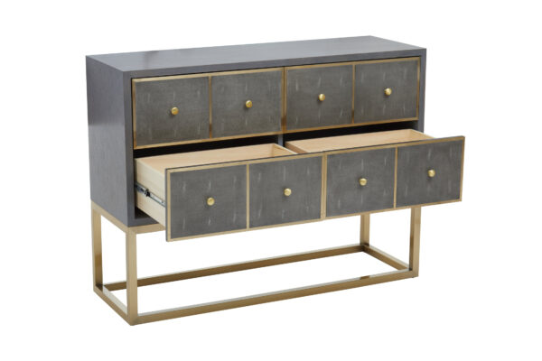 Deskey Grey Shagreen Effect Four Drawer Console Table