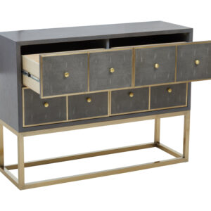 Deskey Grey Shagreen Effect Four Drawer Console Table