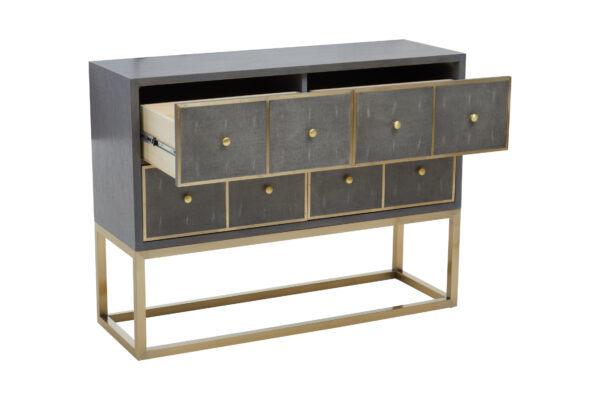 Deskey Grey Shagreen Effect Four Drawer Console Table