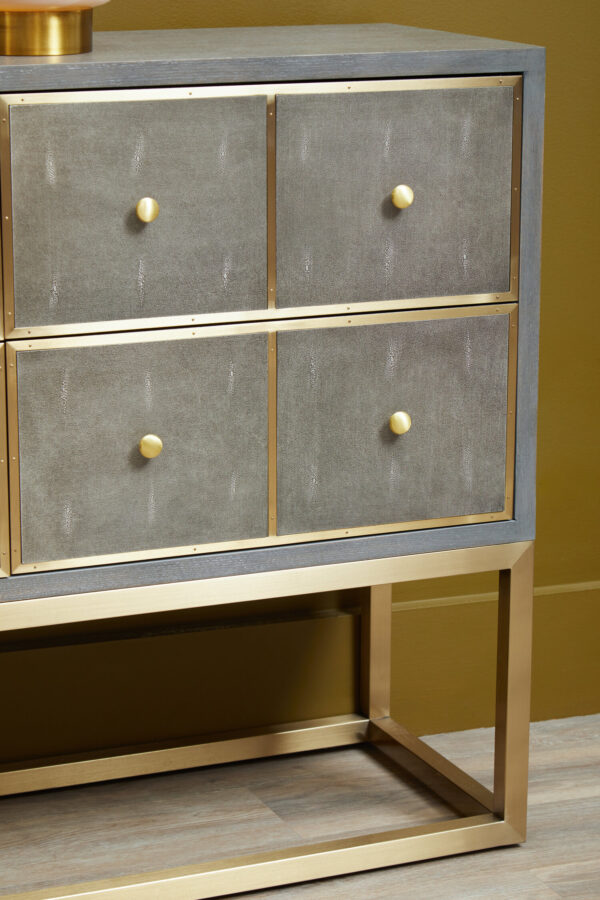 Deskey Grey Shagreen Effect Four Drawer Console Table