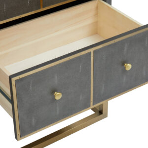 Deskey Grey Shagreen Effect Four Drawer Console Table