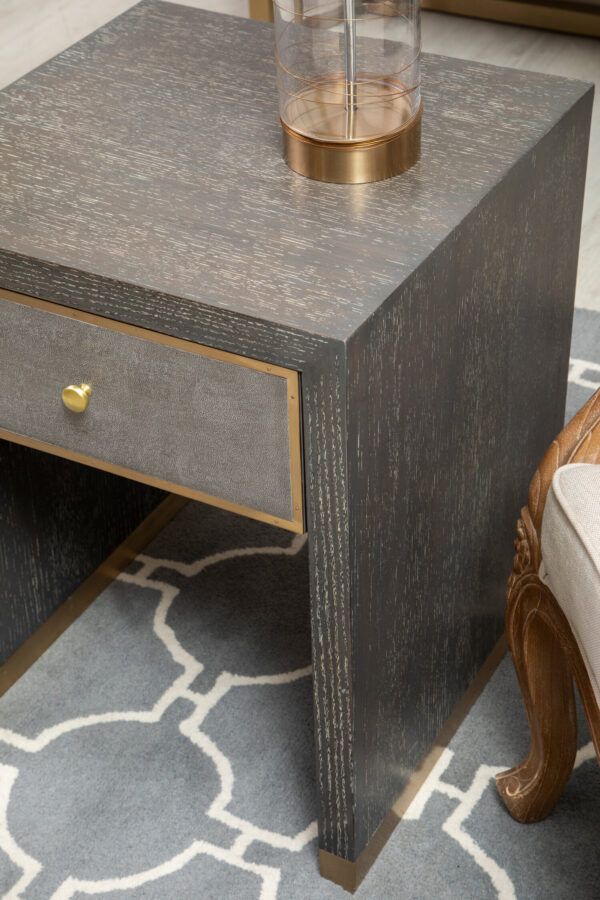 Deskey One Drawer Grey Shagreen Effect Side Table
