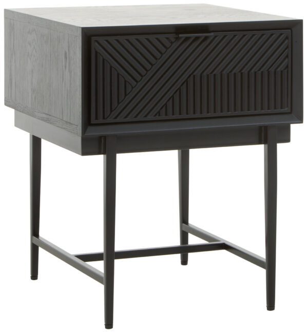Jakara Black Finish Side Table with 1 Drawer