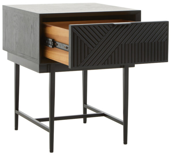 Jakara Black Finish Side Table with 1 Drawer