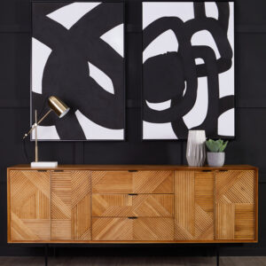 Jakara Natural Finish Sideboard with 4 Doors and  3 Drawers