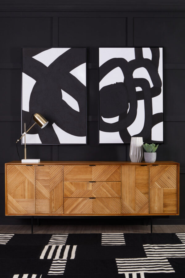 Jakara Natural Finish Sideboard with 4 Doors and  3 Drawers